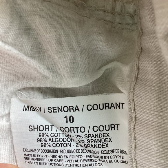 Gloria Vanderbilt Amanda Pants Denim Tan Pocket Embellishments Women's 10 Short - Picture 3 of 5